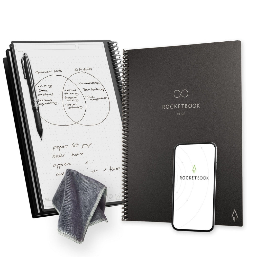 Rocketbook Note Smart Reusable Spiral Notebook, Dot-Grid and Lined, 5" X 7", NEW